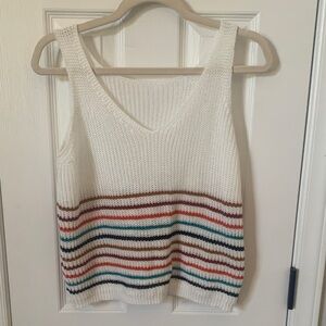Women’s Casual Striped V-Neck Sleeveless Sweater Sz. Medium